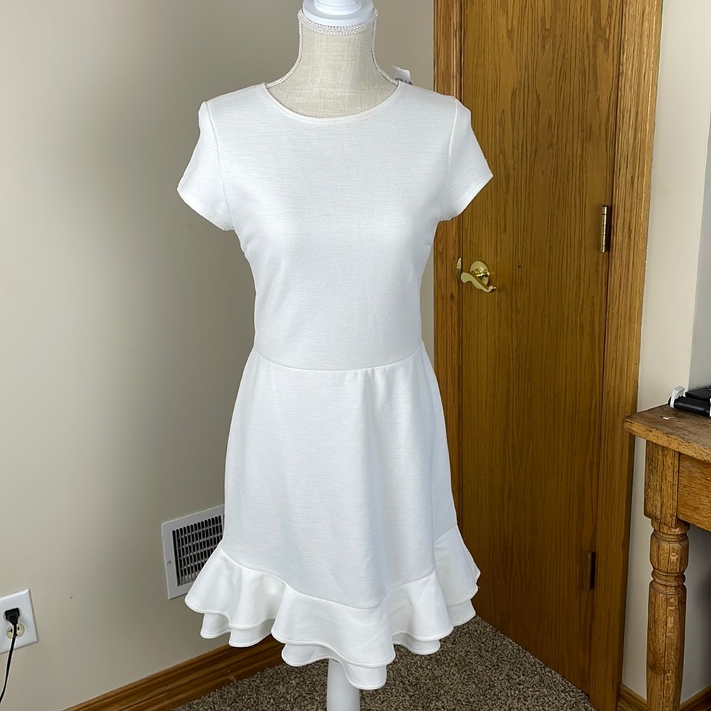 Aqua White Short Sleeve Dress
